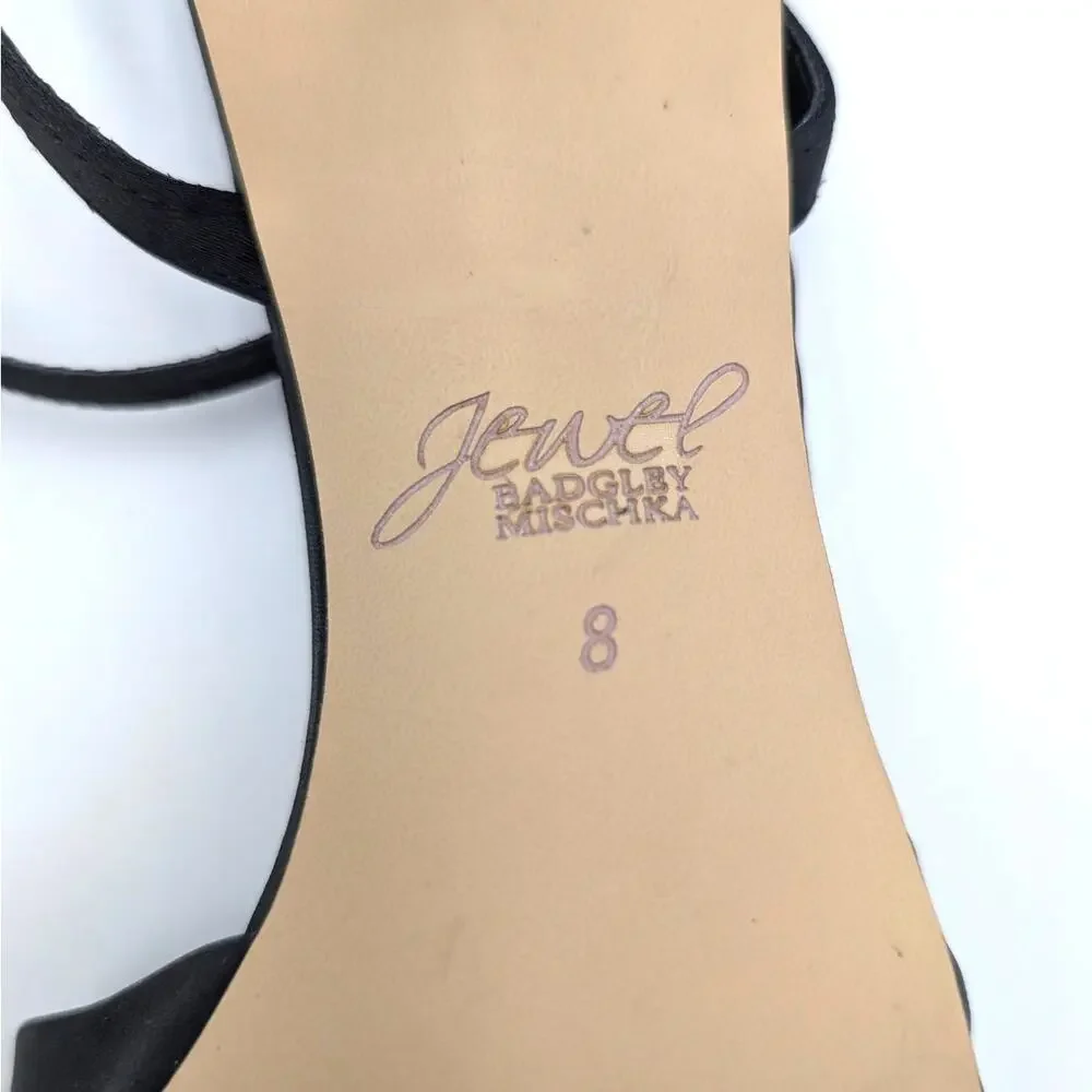 Jewel Badgley Mischka Kaia Ankle Strap Sandals Women's Black Size US8 EU38.5